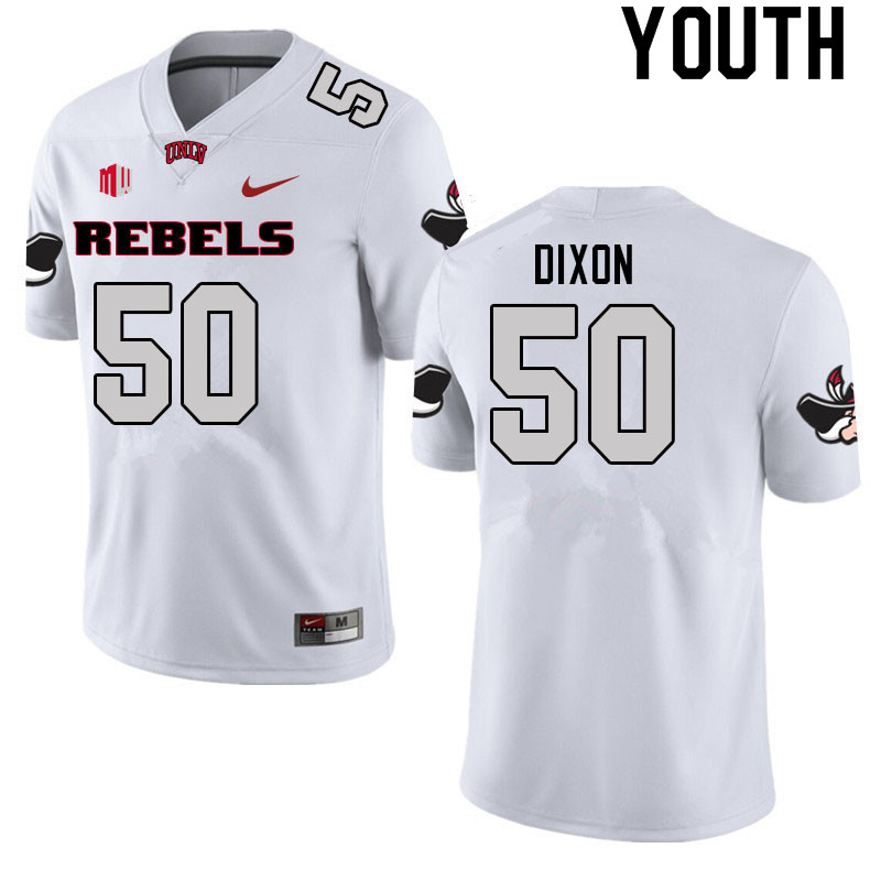 Youth #50 Jalen Dixon UNLV Rebels College Football Jerseys Sale-White - Click Image to Close